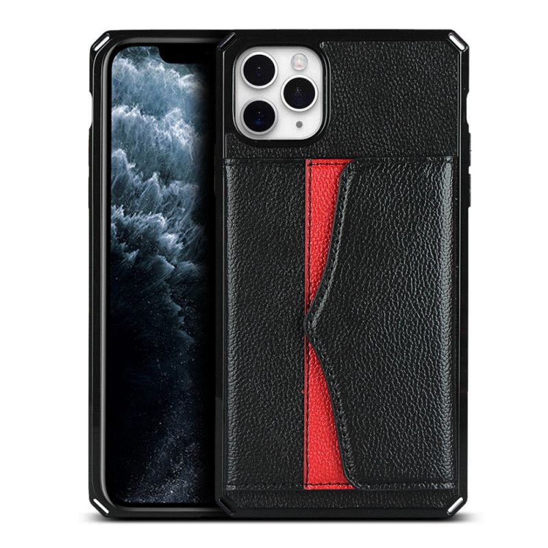 Etui iPhone 11 Pro Czerwony Czarny Wielofunkcyjny Z Lusterkiem I Paskiem Etui Ochronne