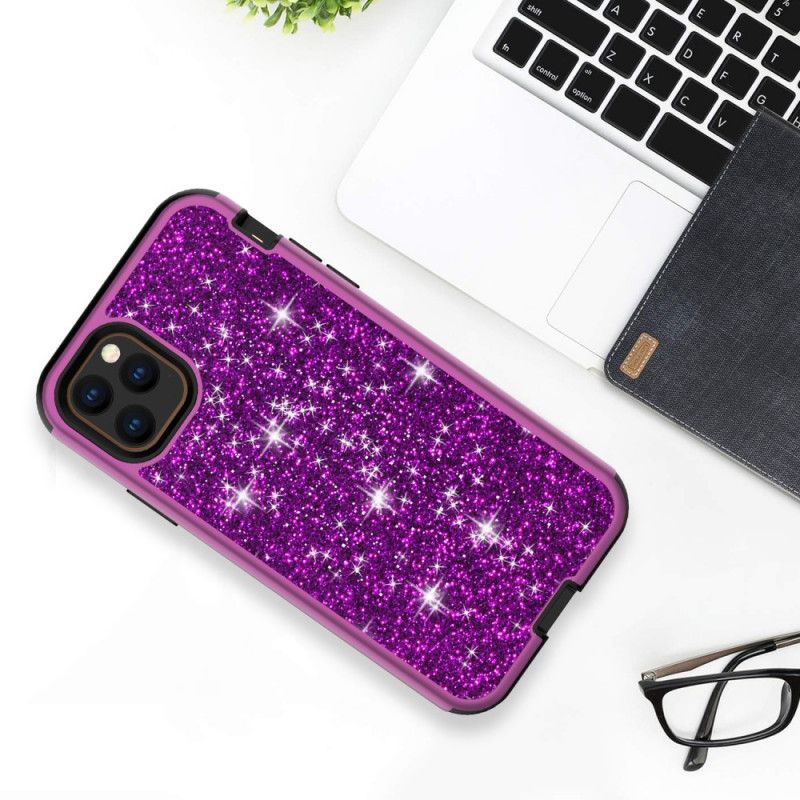 Etui iPhone 11 Pro Fioletowy Czarny Brokat Hybrydowy Etui Ochronne