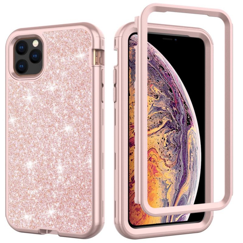 Etui iPhone 11 Pro Fioletowy Czarny Brokat Hybrydowy Etui Ochronne