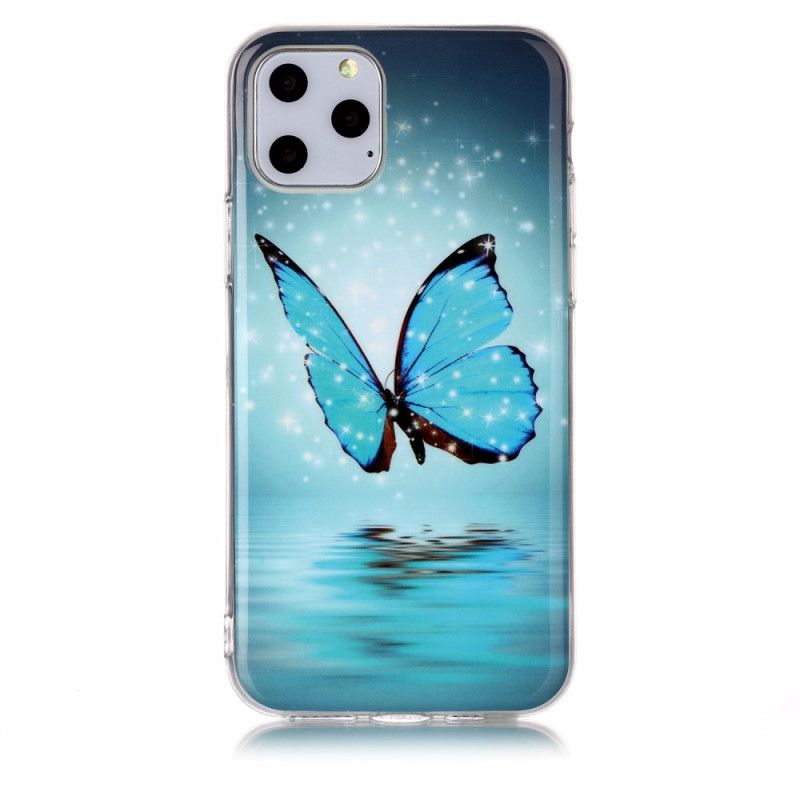 Etui iPhone 11 Pro Fluorescencyjny Niebieski Motyl Etui Ochronne