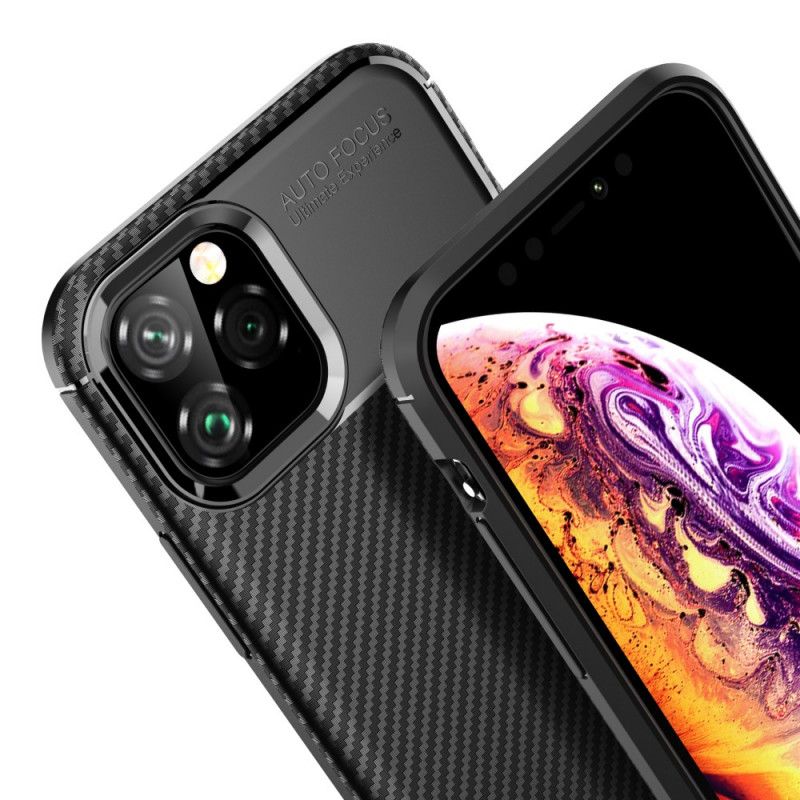 Etui iPhone 11 Pro Granatowy Czarny Elastyczna Tekstura Włókna Węglowego Etui Ochronne