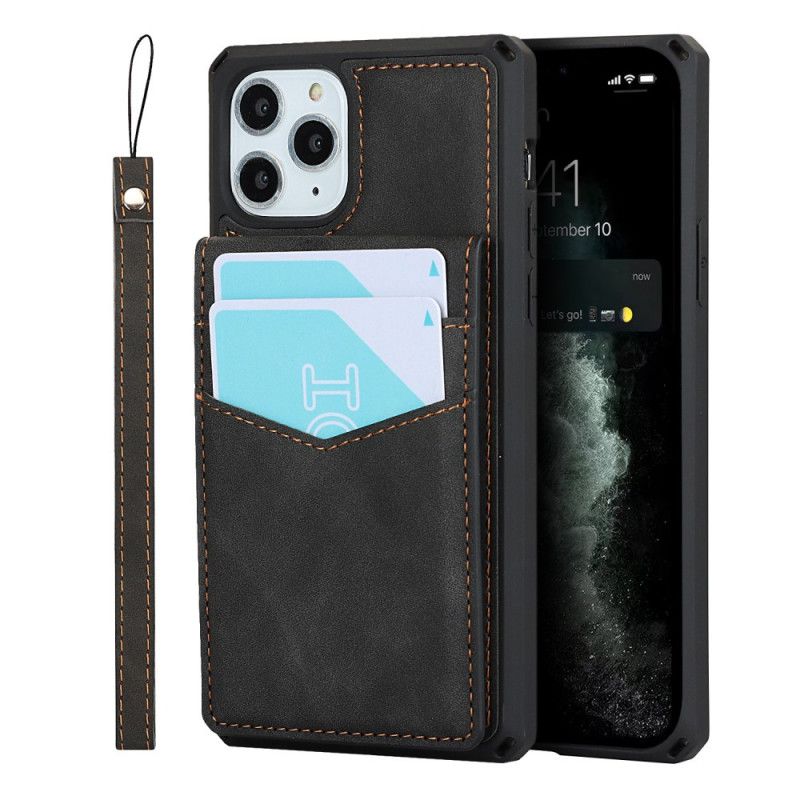 Etui iPhone 11 Pro Granatowy Czarny Pionowy I Poziomy Uchwyt Na Karty