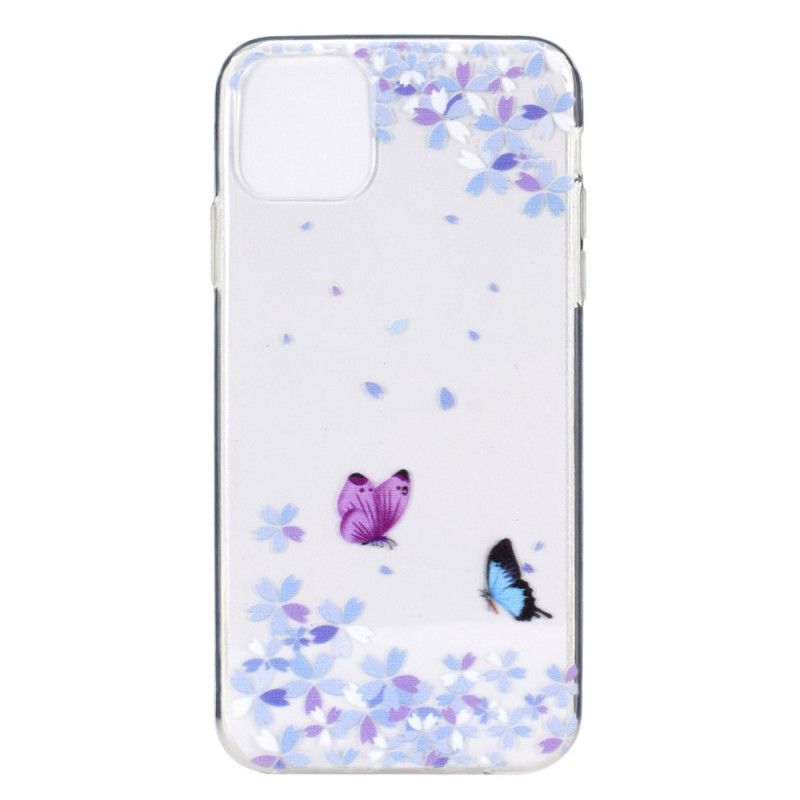 Etui iPhone 11 Pro Przezroczyste Motyle I Kwiaty