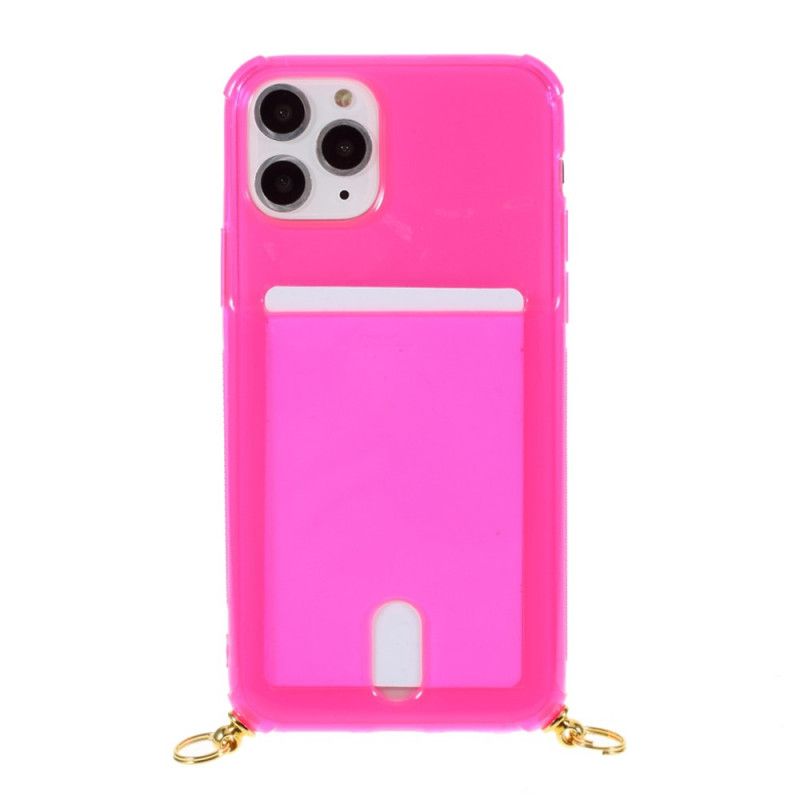 Etui iPhone 11 Pro Różowy Magenta Na Kablu Z Uchwytem Na Kartę Etui Ochronne