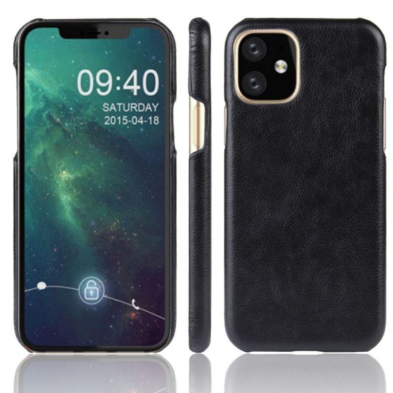 Etui iPhone 11 Pro Szary Czarny Efekt Skóry Liczi