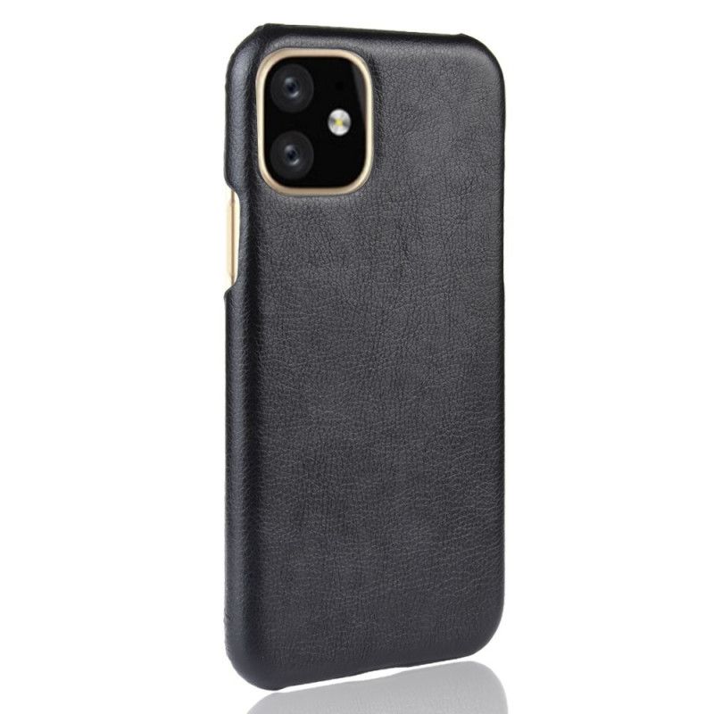 Etui iPhone 11 Pro Szary Czarny Efekt Skóry Liczi