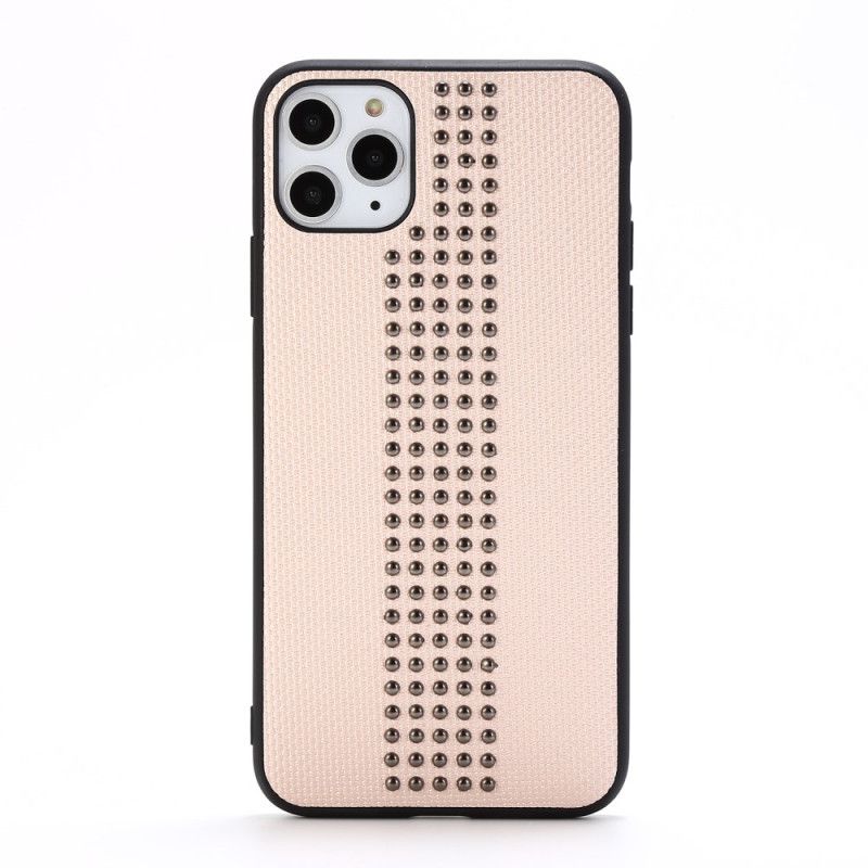 Etui iPhone 11 Pro Szary Czarny Imitacja Skóry I Nity Etui Ochronne