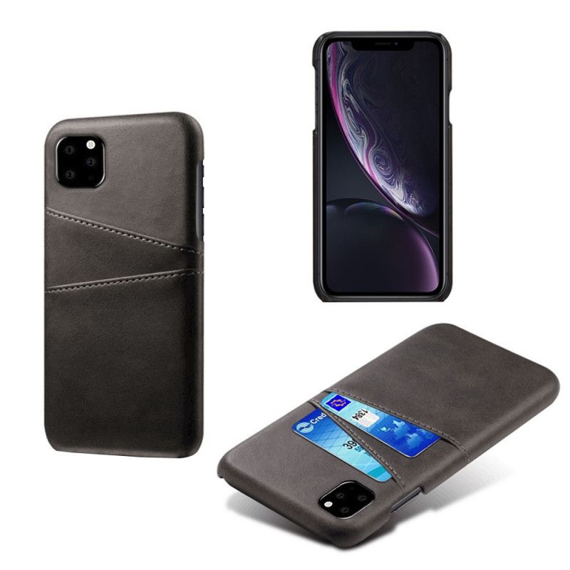 Etui iPhone 11 Pro Szary Czarny Podwójny Uchwyt Na Karty