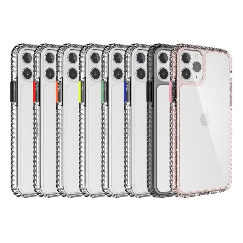 Etui iPhone 11 Pro Szary Czarny Przezroczyste Teksturowane Krawędzie