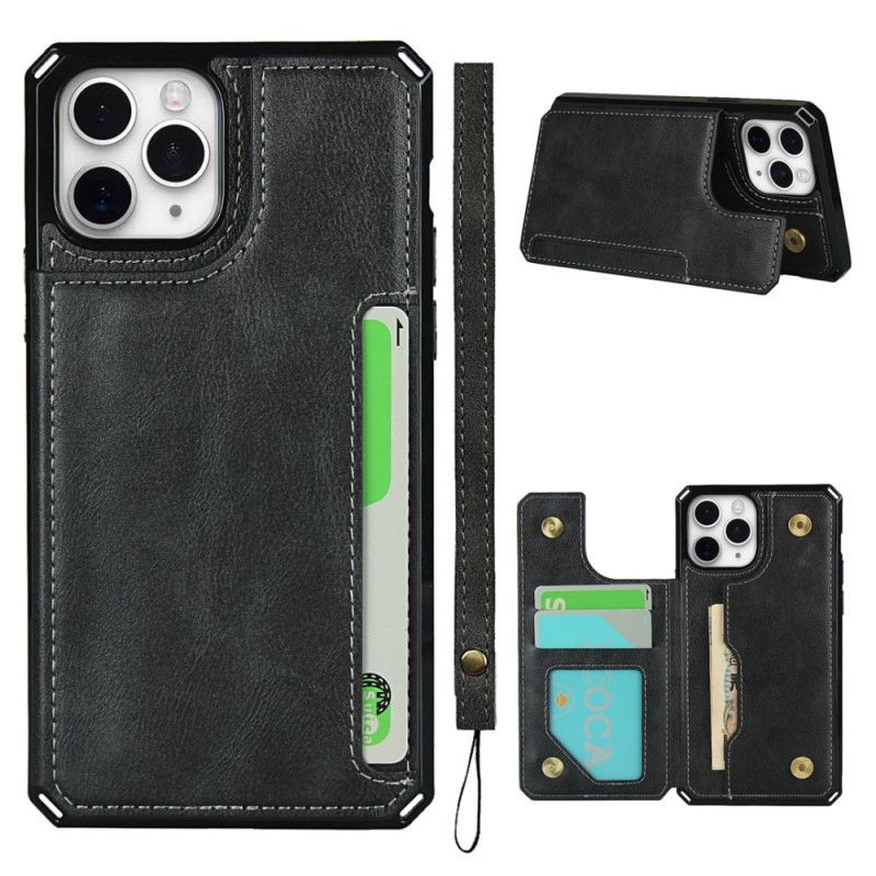 Etui iPhone 11 Pro Szary Czarny Wielofunkcyjny Z Paskiem Etui Ochronne