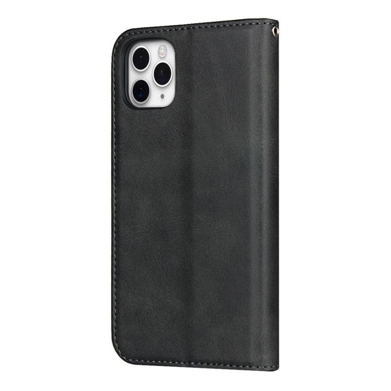 Flip Kotelot iPhone 11 Pro Czerwony Czarny Dwukolorowy Efekt Skóry Z Paskiem Etui Ochronne