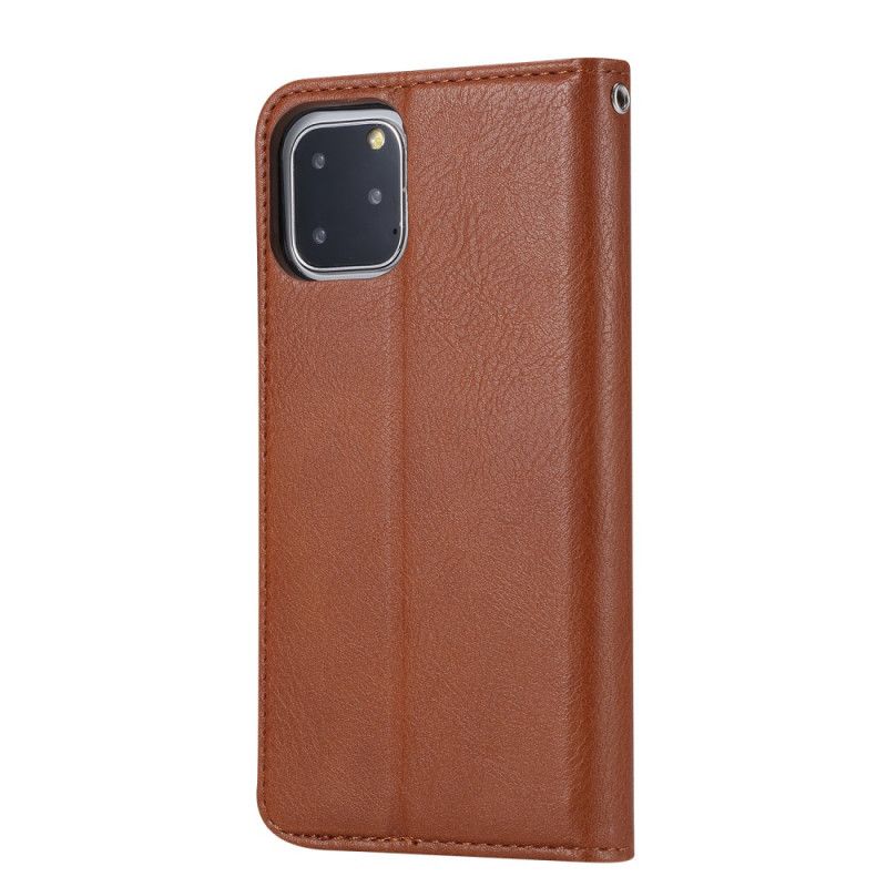 Flip Kotelot iPhone 11 Pro Czerwony Czarny Etui Na Karty Ze Sztucznej Skóry