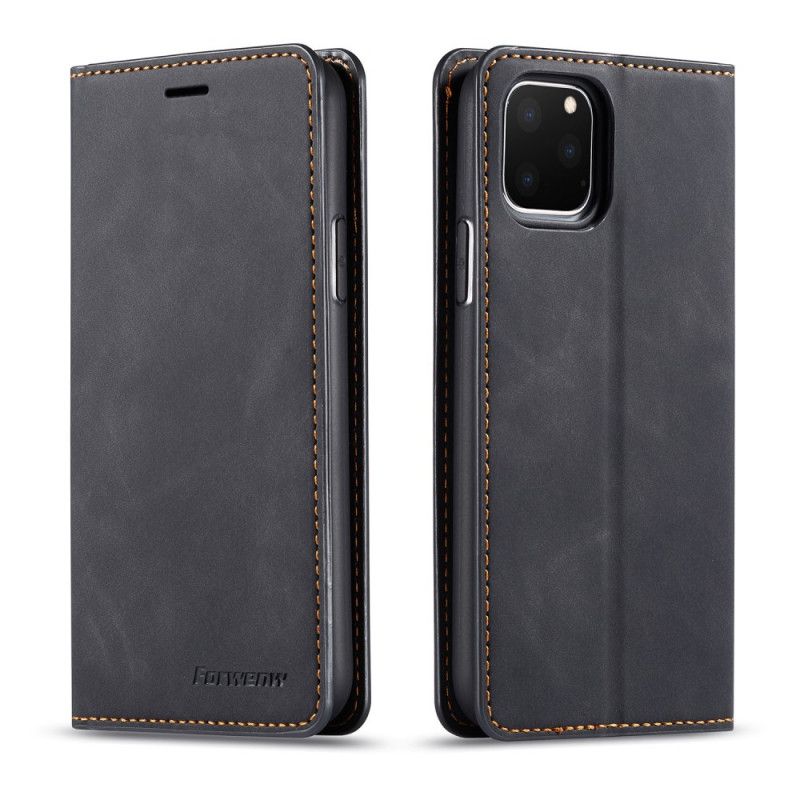 Flip Kotelot iPhone 11 Pro Czerwony Czarny Etui na Telefon Efekt Skóry Forwenw