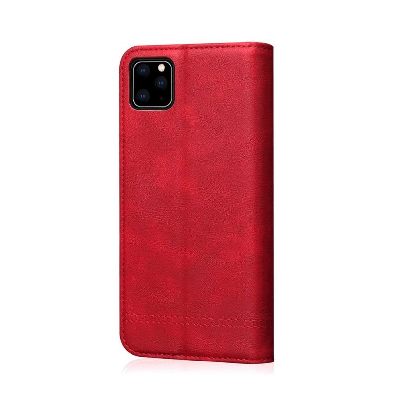 Flip Kotelot iPhone 11 Pro Czerwony Czarny Szwy Z Efektem Skóry Etui Ochronne