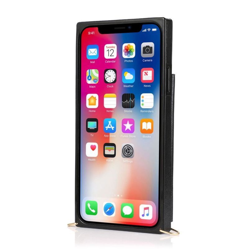 Futerały iPhone 11 Pro Czerwony Czarny Etui na Telefon Wielofunkcyjny Z Regulowanym Paskiem