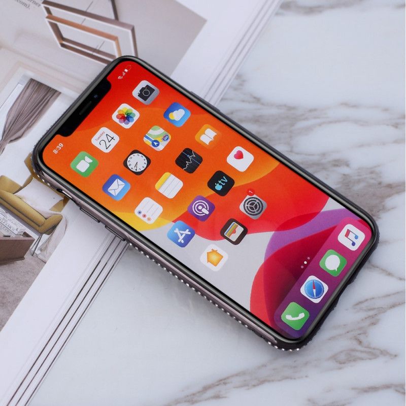 Futerały iPhone 11 Pro Fioletowy Czarny Etui na Telefon Pierścionek Z Cekinami I Brylantami