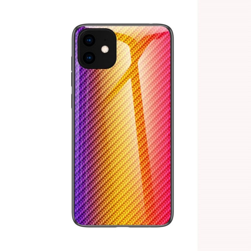 Futerały iPhone 11 Pro Magenta Czarny Etui na Telefon Szkło Hartowane Z Włókna Węglowego