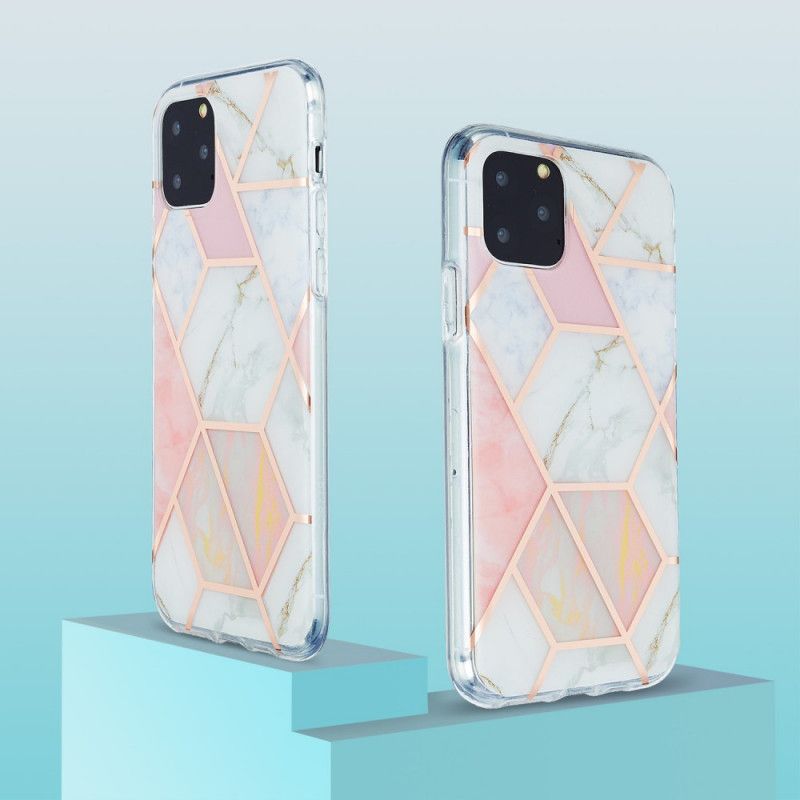 Futerały iPhone 11 Pro Zielony Różowy Etui na Telefon Krzykliwy Geometryczny Marmur