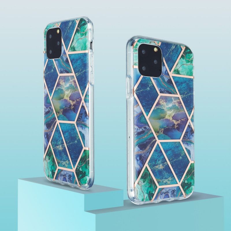 Futerały iPhone 11 Pro Zielony Różowy Etui na Telefon Krzykliwy Geometryczny Marmur