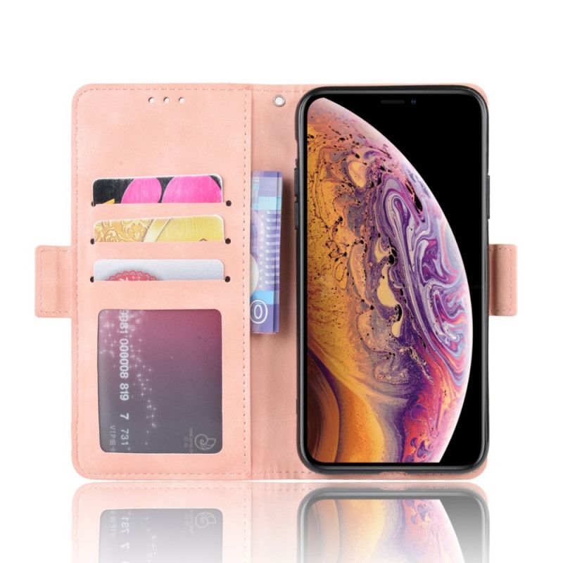 Skórzany Futerał iPhone 11 Pro Czerwony Czarny Etui na Telefon Multikarta Pierwszej Klasy