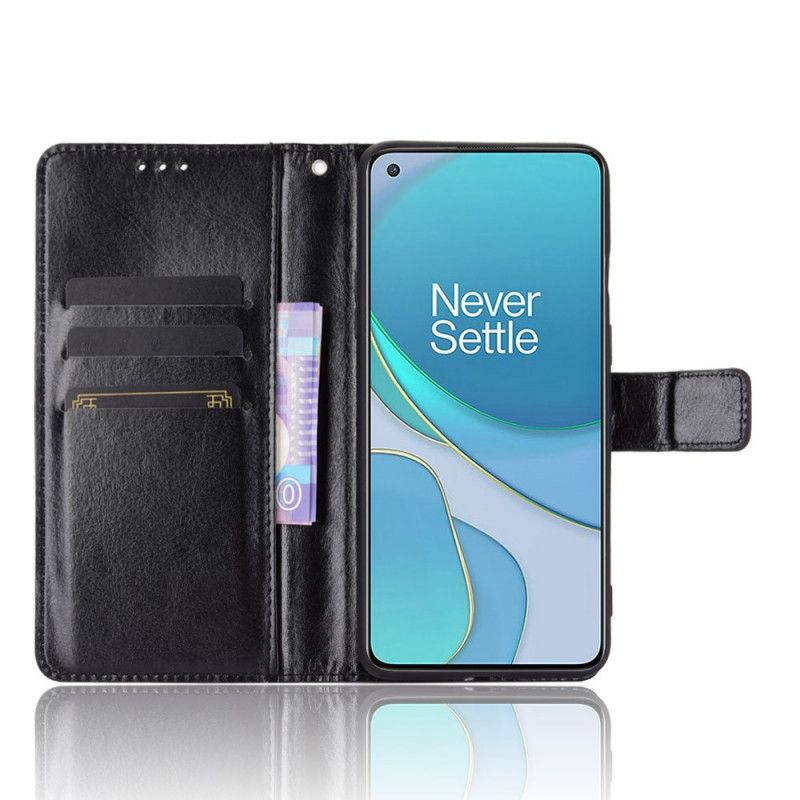 Etui Folio OnePlus 8T Czerwony Czarny Efektowna Sztuczna Skóra