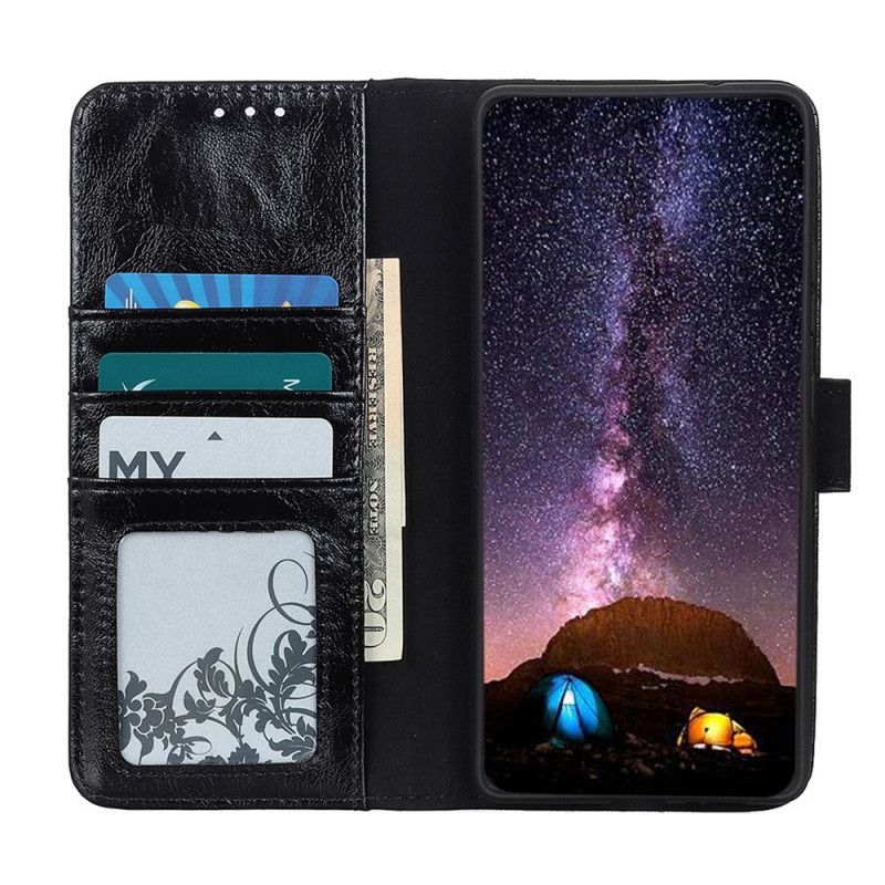 Etui Folio OnePlus 8T Czerwony Czarny Styl Dwoiny Błyszczącej Skóry