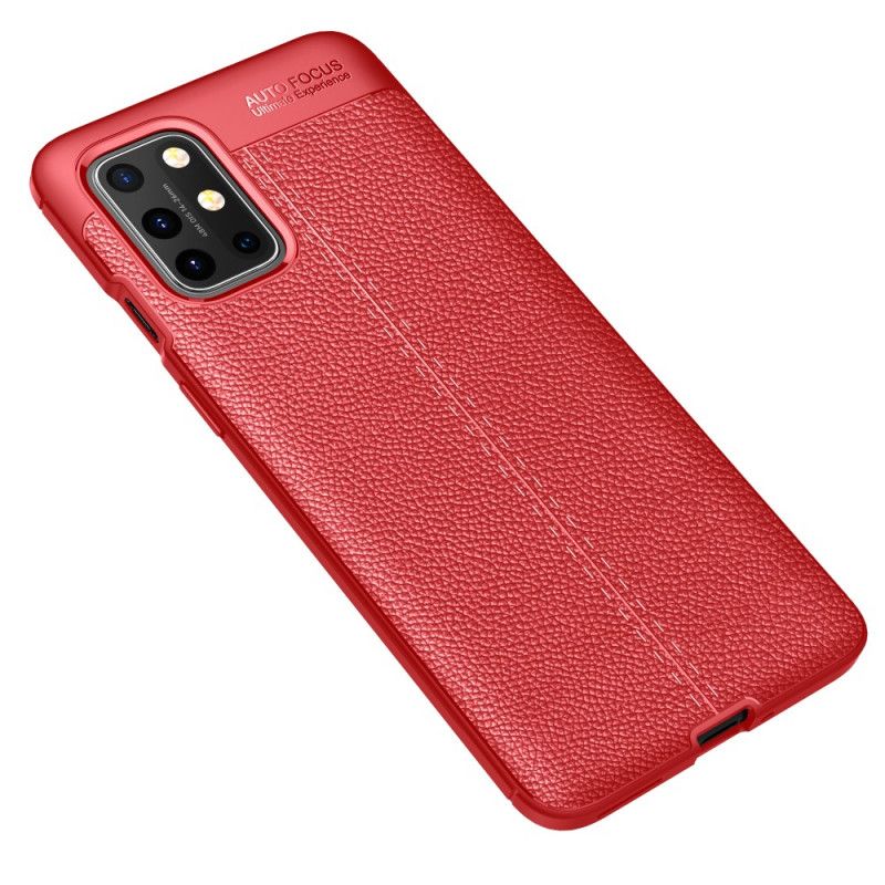 Etui OnePlus 8T Czerwony Czarny Efekt Skóry Z Podwójną Linią Liczi Etui Ochronne