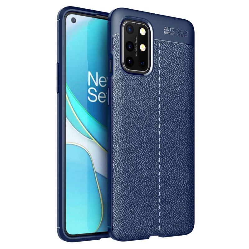 Etui OnePlus 8T Czerwony Czarny Efekt Skóry Z Podwójną Linią Liczi Etui Ochronne