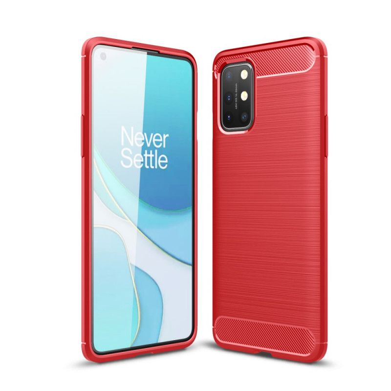 Etui OnePlus 8T Czerwony Czarny Szczotkowane Włókno Węglowe Etui Ochronne