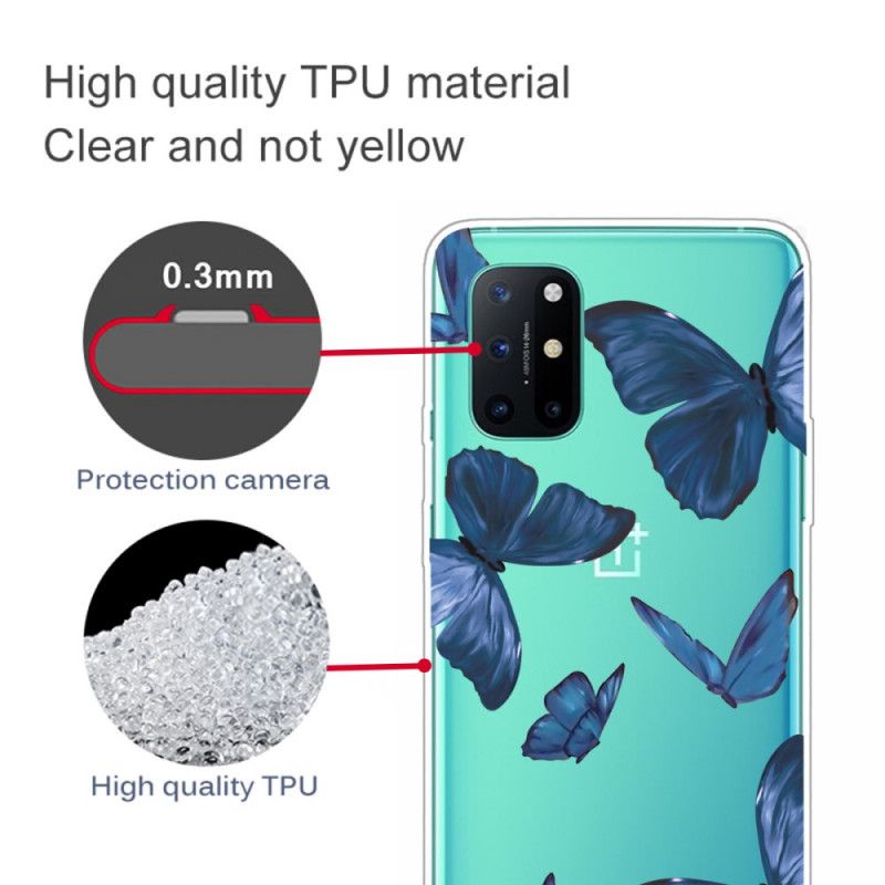 Etui OnePlus 8T Granatowy Różowy Dzikie Motyle Etui Ochronne