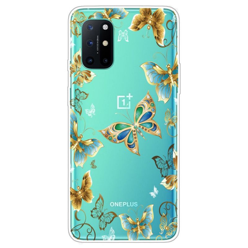 Etui OnePlus 8T Granatowy Złoty Motyle Etui Ochronne