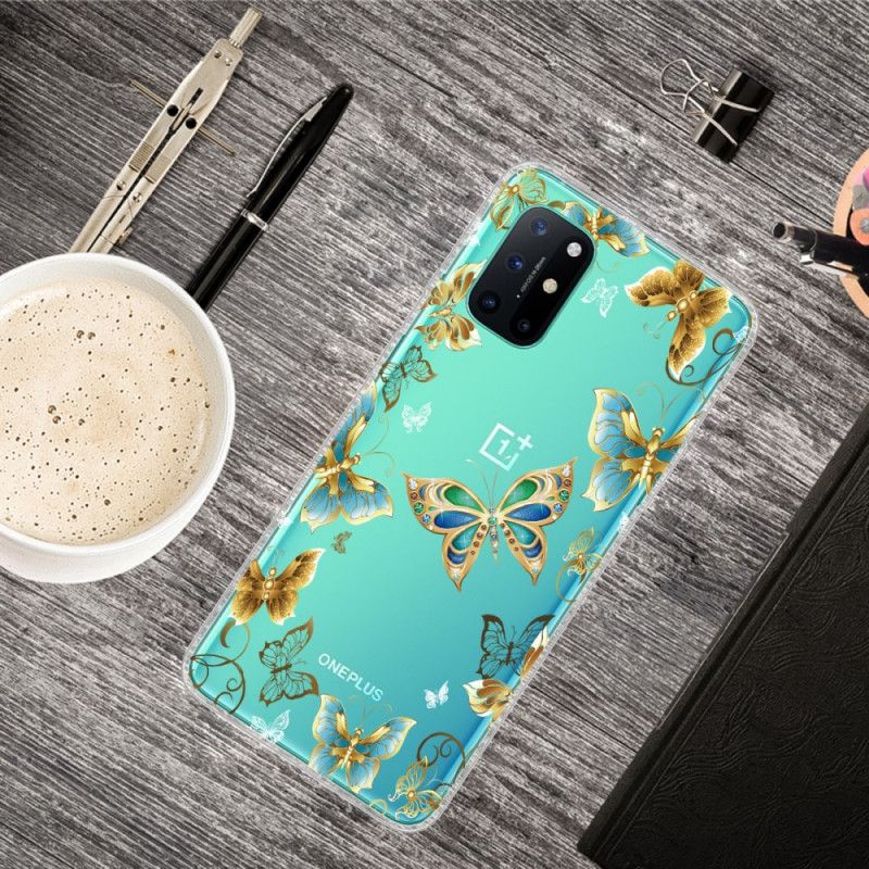 Etui OnePlus 8T Granatowy Złoty Motyle Etui Ochronne