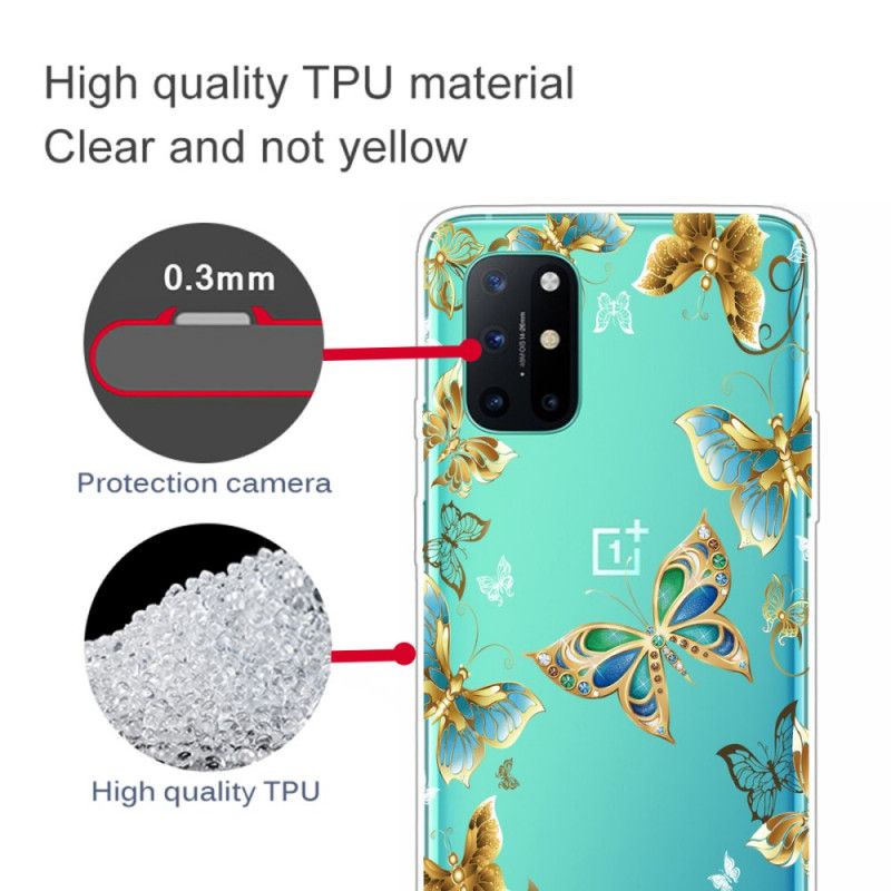 Etui OnePlus 8T Granatowy Złoty Motyle Etui Ochronne