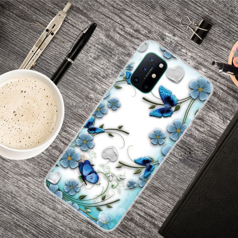 Etui OnePlus 8T Przezroczyste Motyle I Kwiaty W Stylu Retro