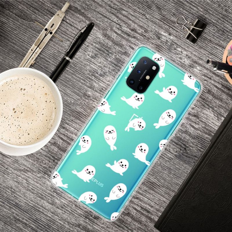 Etui OnePlus 8T Przezroczyste. Zabawne Lwy Morskie Etui Ochronne