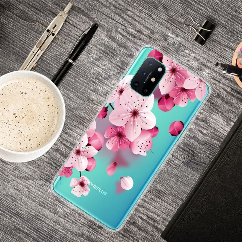 Etui OnePlus 8T Różowy Magenta Premium Kwiatowy