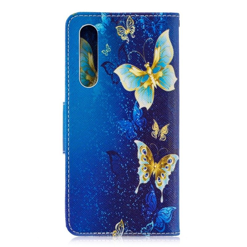 Etui Folio Huawei P30 Ciemnoniebieski Motyle W Nocy