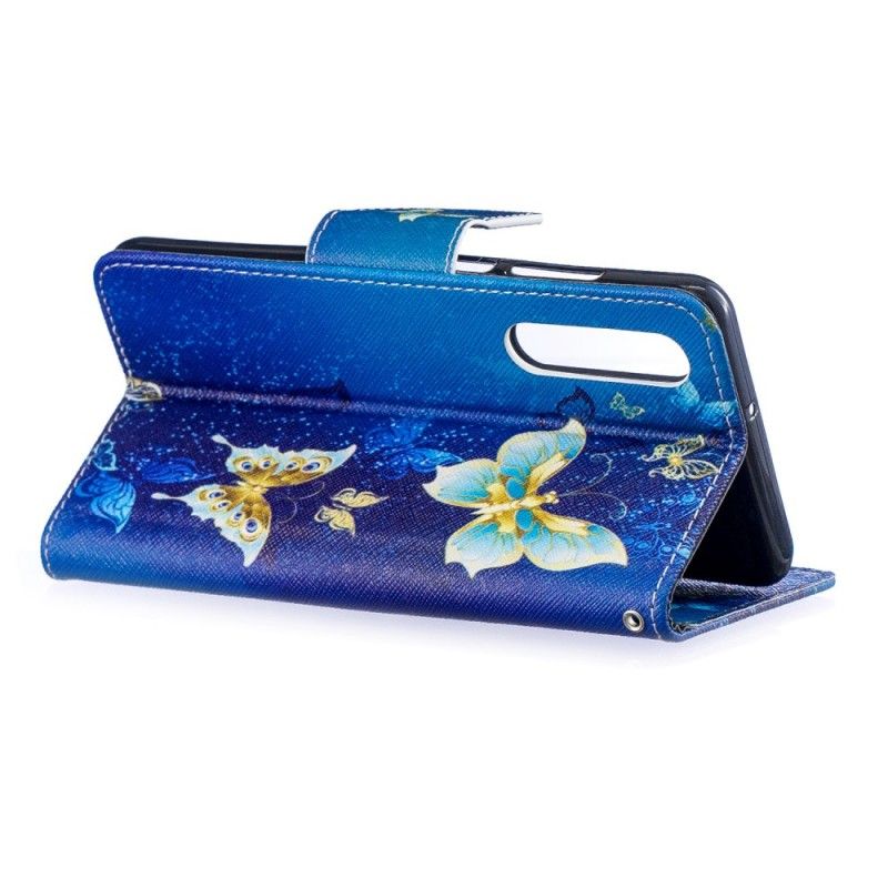 Etui Folio Huawei P30 Ciemnoniebieski Motyle W Nocy