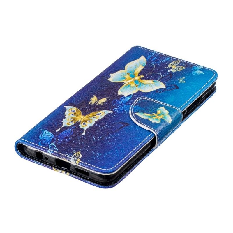 Etui Folio Huawei P30 Ciemnoniebieski Motyle W Nocy