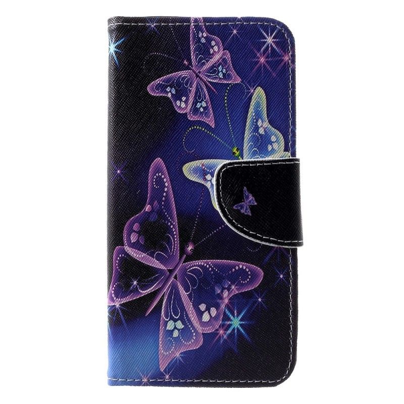 Etui Folio Huawei P30 Czarny Motyle I Kwiaty Etui Ochronne