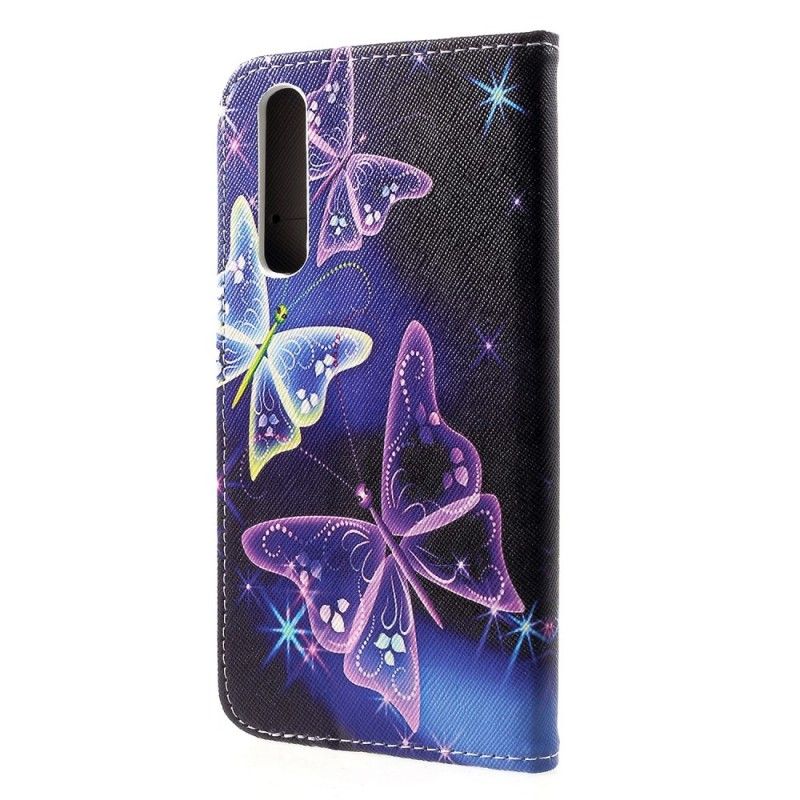 Etui Folio Huawei P30 Czarny Motyle I Kwiaty Etui Ochronne