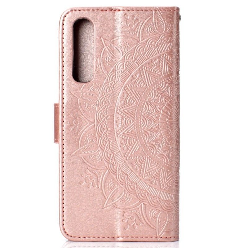 Etui Folio Huawei P30 Czerwony Szary Mandala Słońca Etui Ochronne