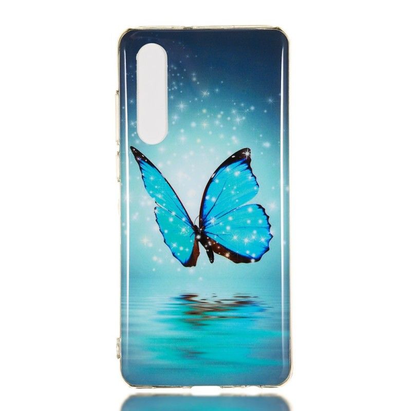 Etui Huawei P30 Fluorescencyjny Niebieski Motyl