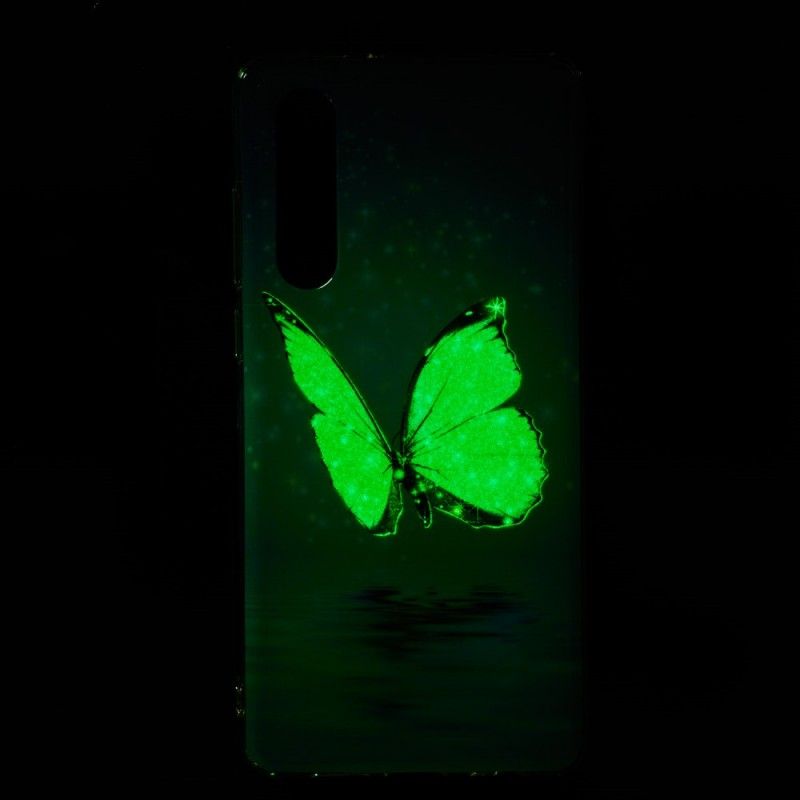 Etui Huawei P30 Fluorescencyjny Niebieski Motyl