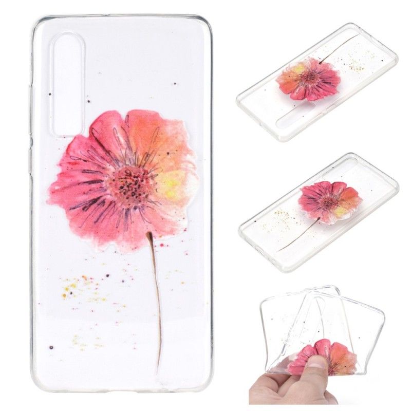 Etui Huawei P30 Przezroczysty Mak Akwarela Etui Ochronne