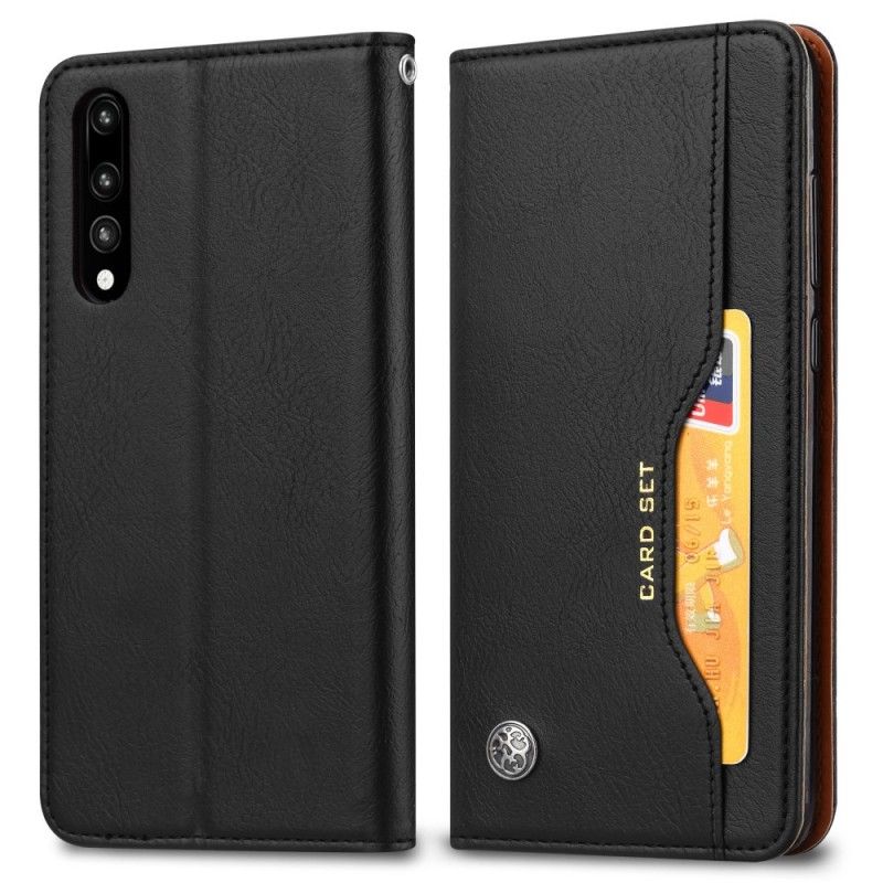 Flip Kotelot Huawei P30 Czerwony Czarny Etui Na Karty Ze Sztucznej Skóry Etui Ochronne