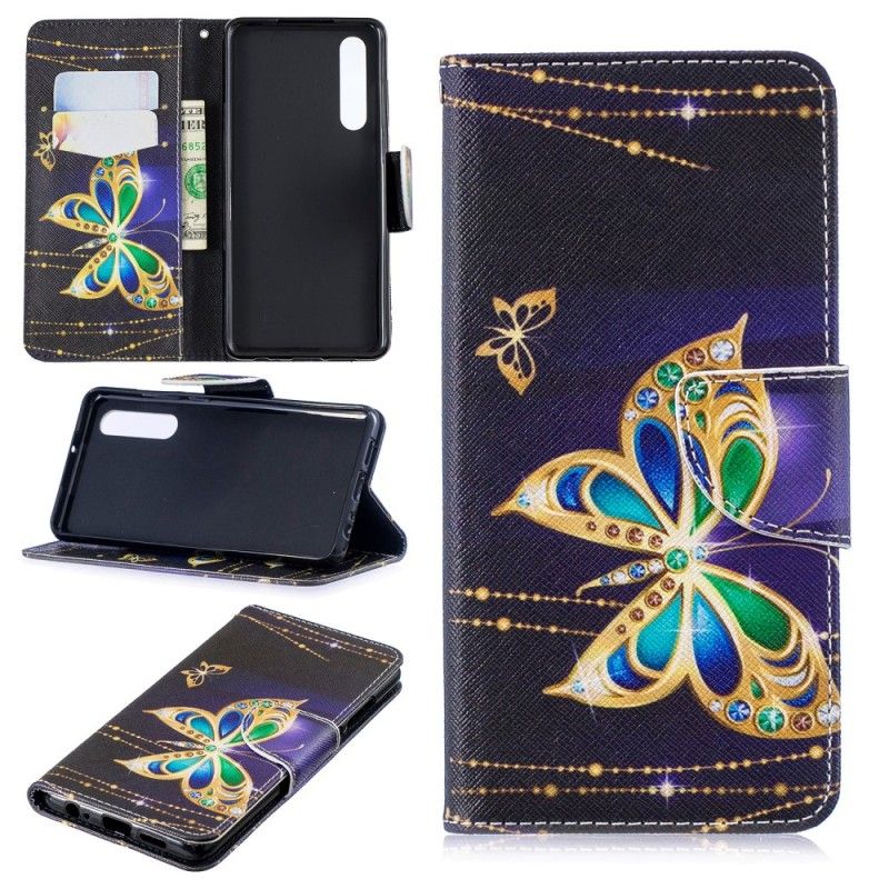 Skórzany Futerał Huawei P30 Etui na Telefon Magiczny Motyl