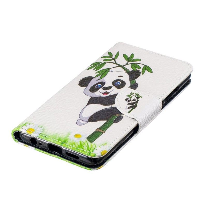 Skórzany Futerał Huawei P30 Etui na Telefon Panda Na Bambusie