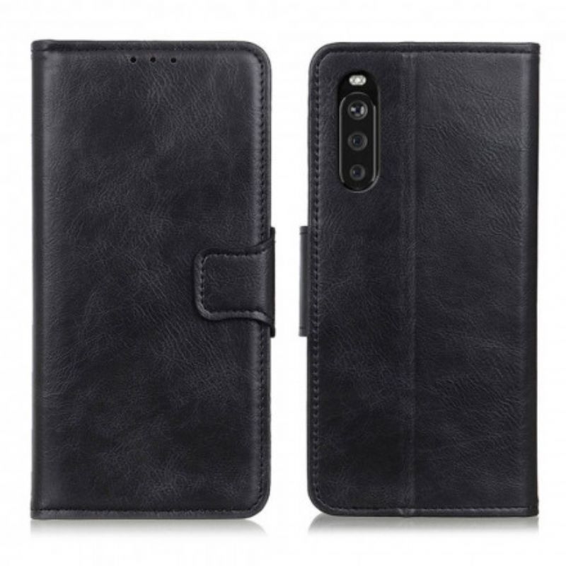 Etui Folio Do Sony Xperia 10 Iii Dwustronne Zapięcie Z Efektem Skóry