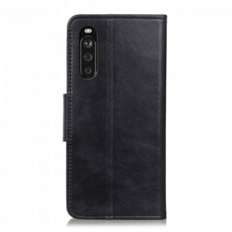 Etui Folio Do Sony Xperia 10 Iii Dwustronne Zapięcie Z Efektem Skóry